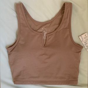 Klassy Network V-Cut Brami Crop Top Tan XS